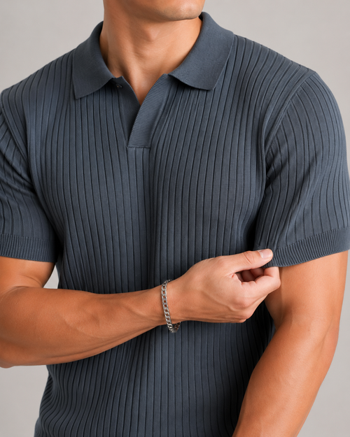 V-NECK KNIT POLO