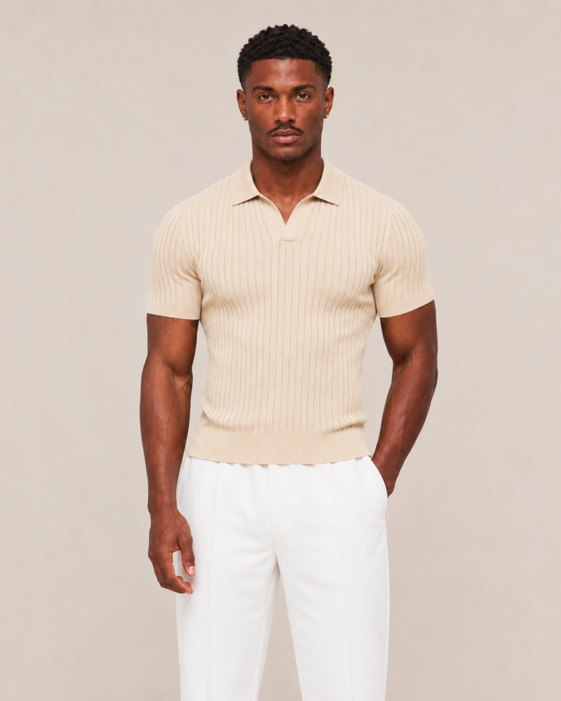 V-NECK KNIT POLO