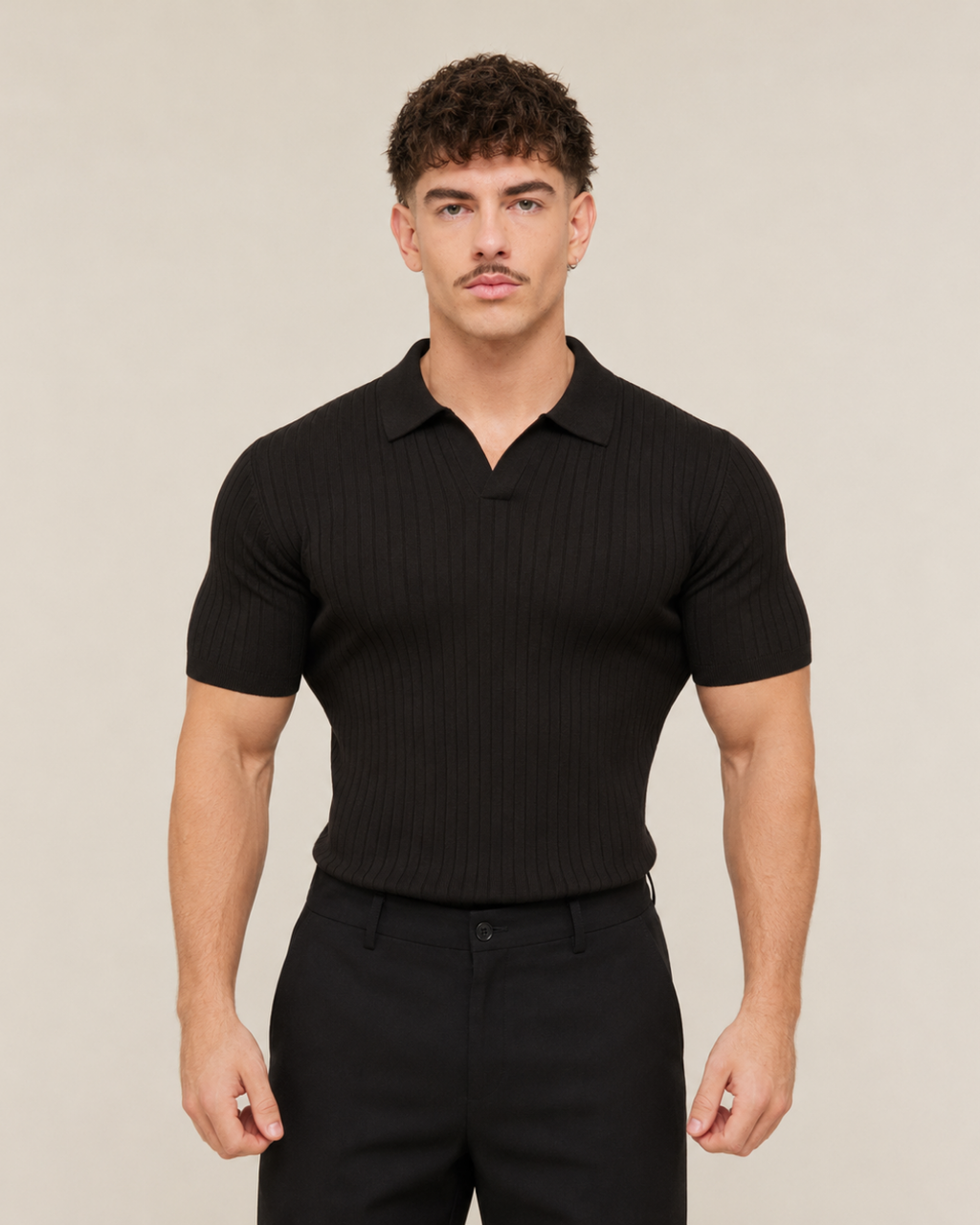 V-NECK KNIT POLO