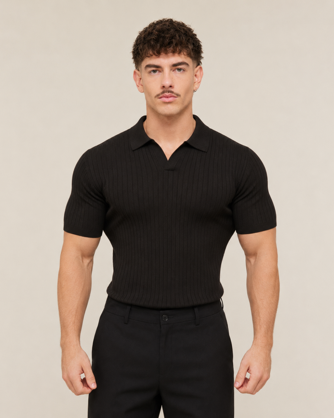 V-NECK KNIT POLO