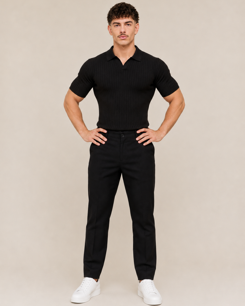 V-NECK KNIT POLO