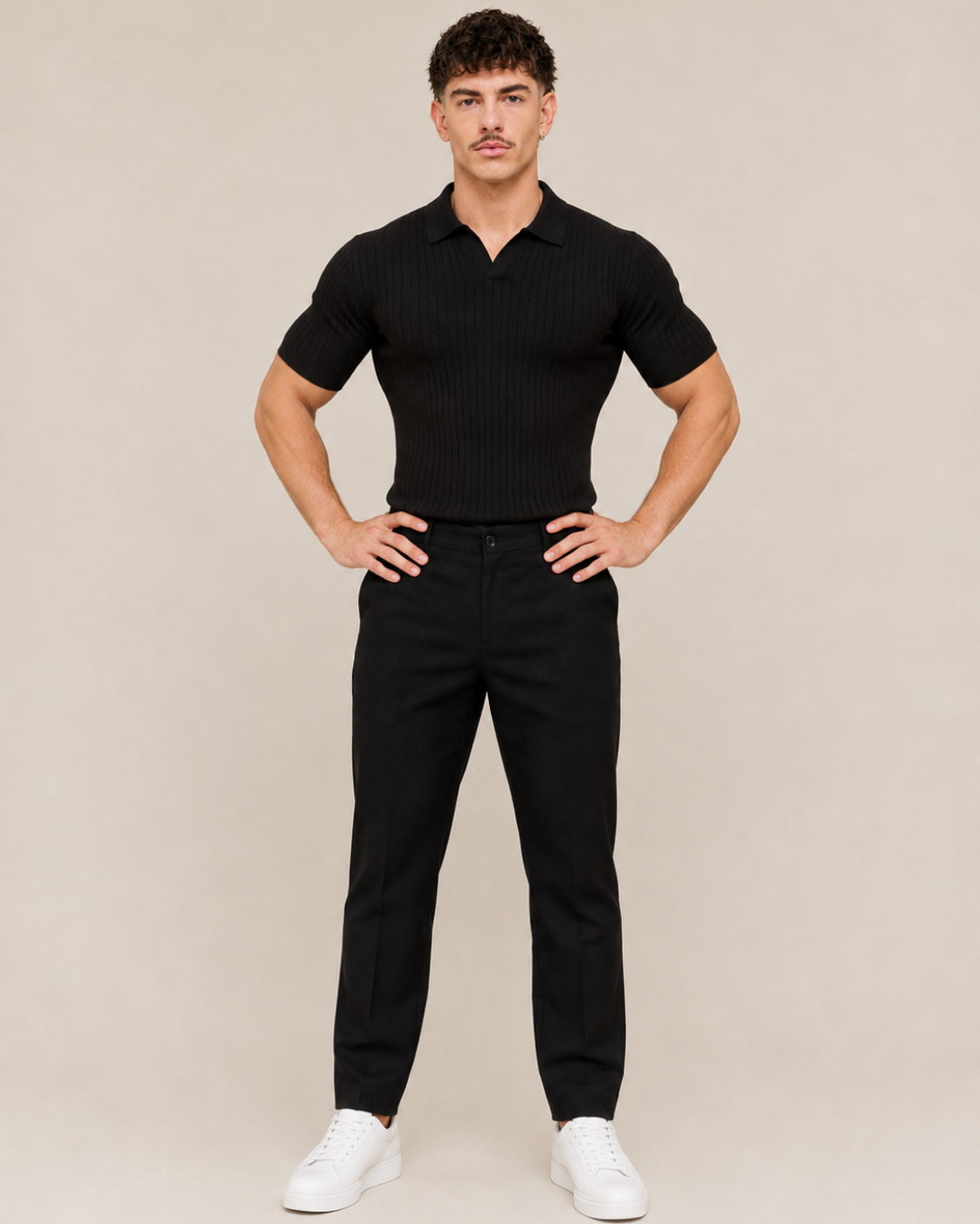 V-NECK KNIT POLO
