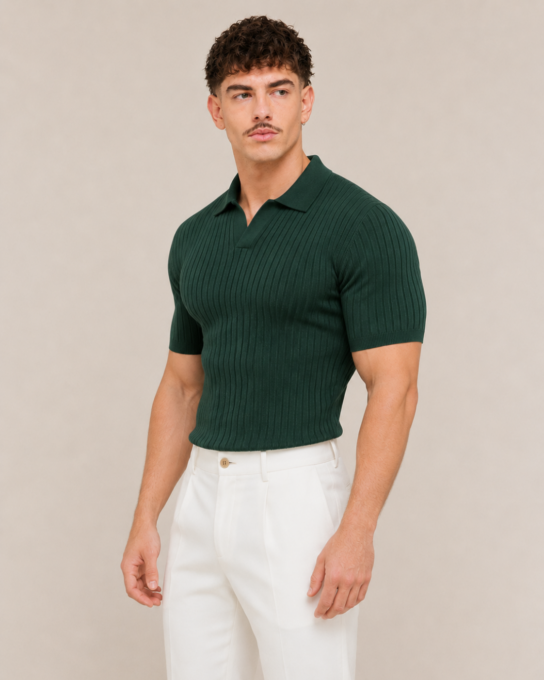 V-NECK KNIT POLO