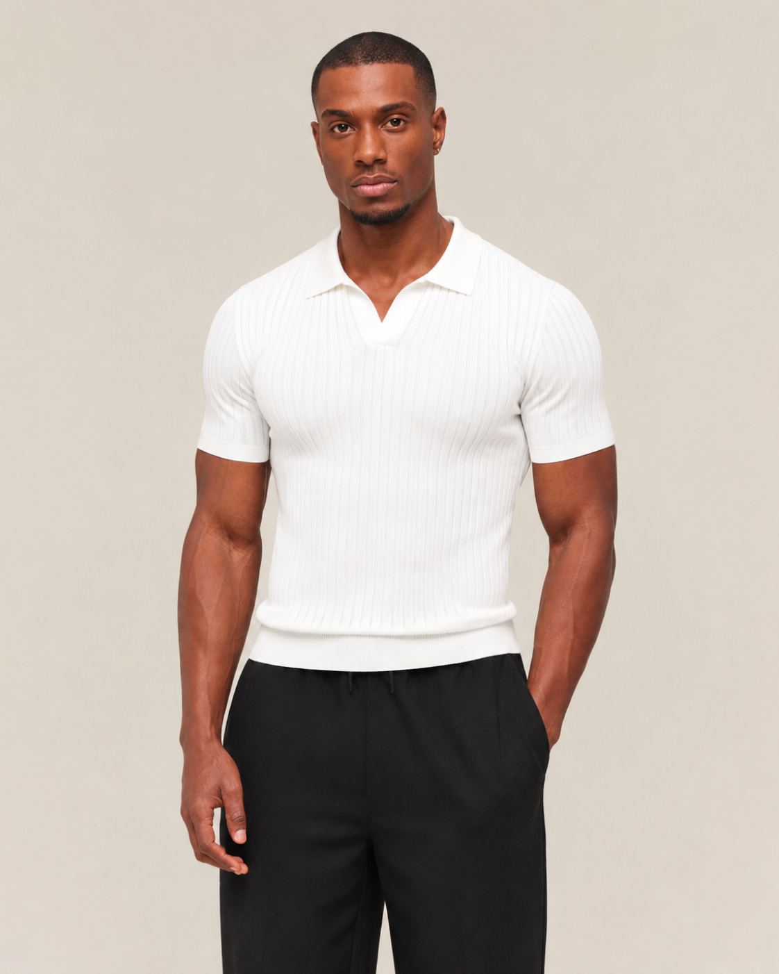 V-NECK KNIT POLO