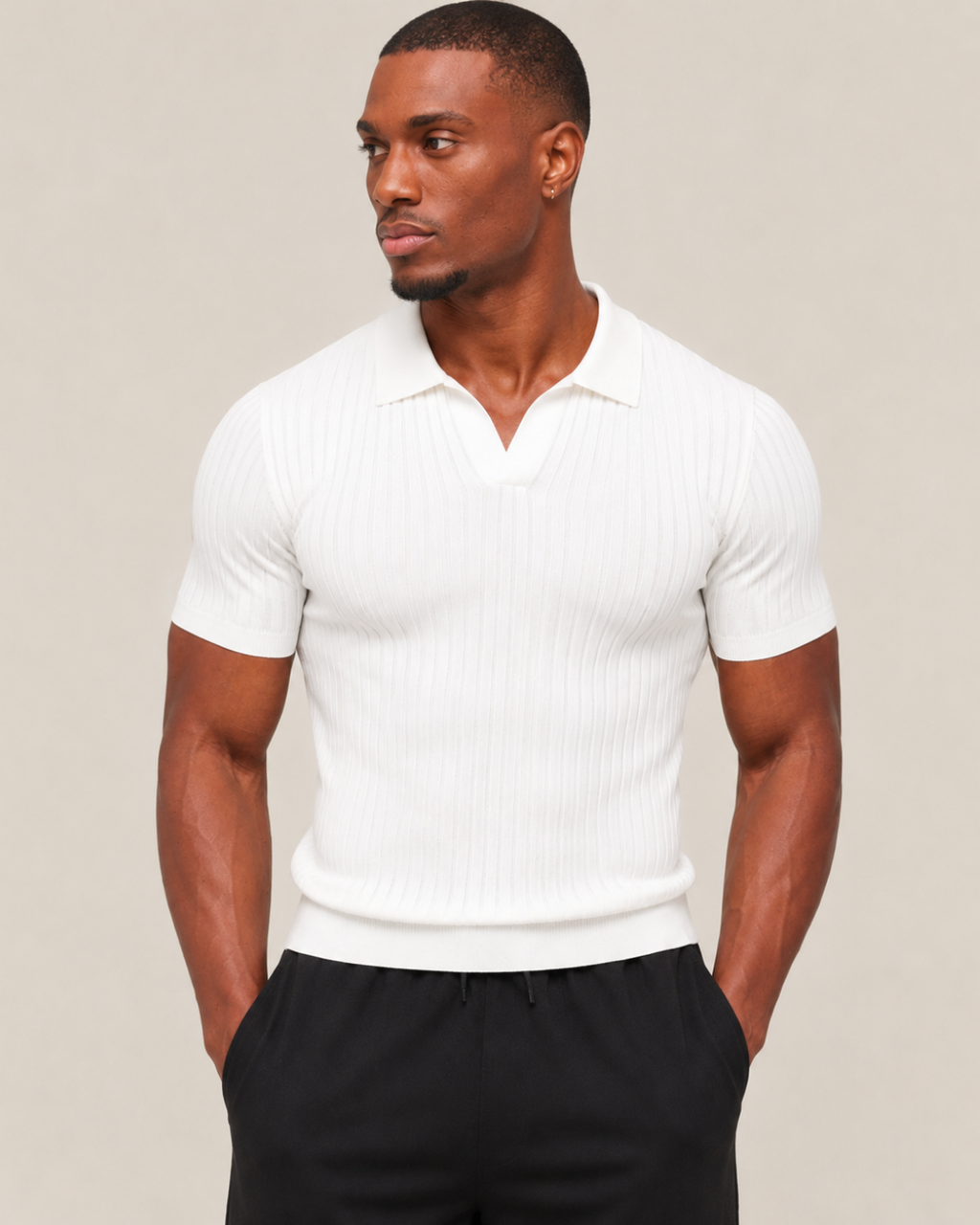 V-NECK KNIT POLO