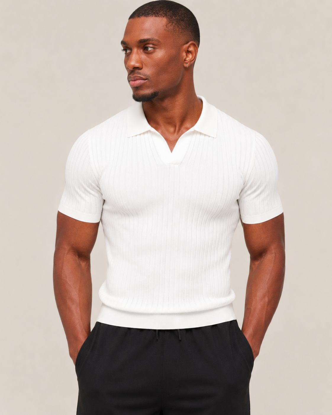 V-NECK KNIT POLO