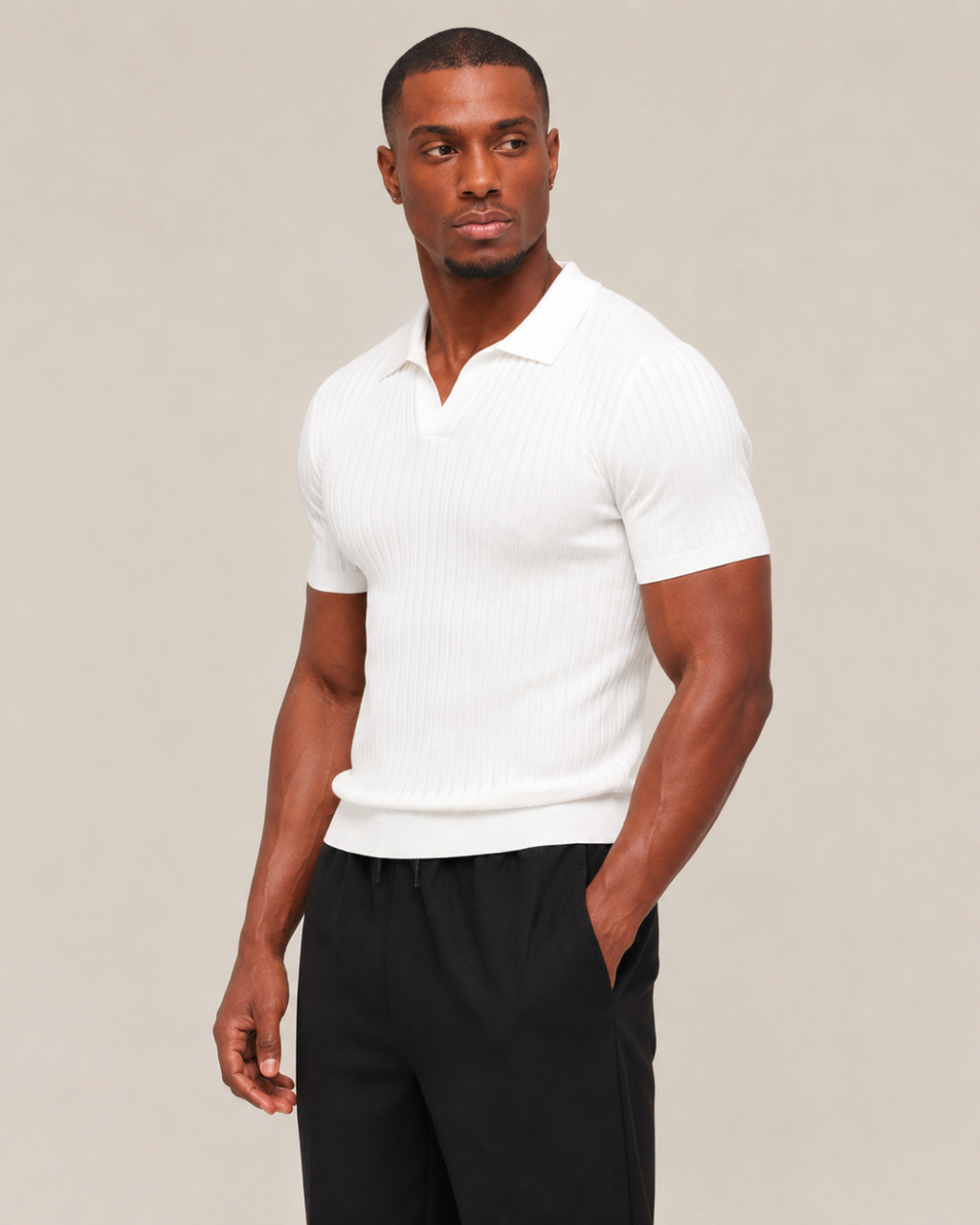 V-NECK KNIT POLO