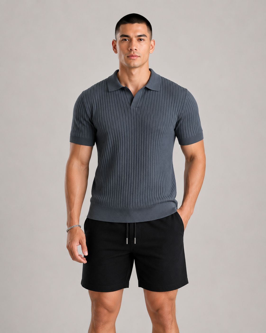 V-NECK KNIT POLO